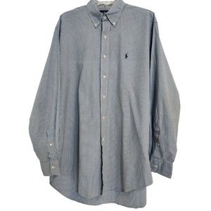 POLO Ralph Lauren Blake Blue White Checkered Button Down Shirt Mens Size Medium